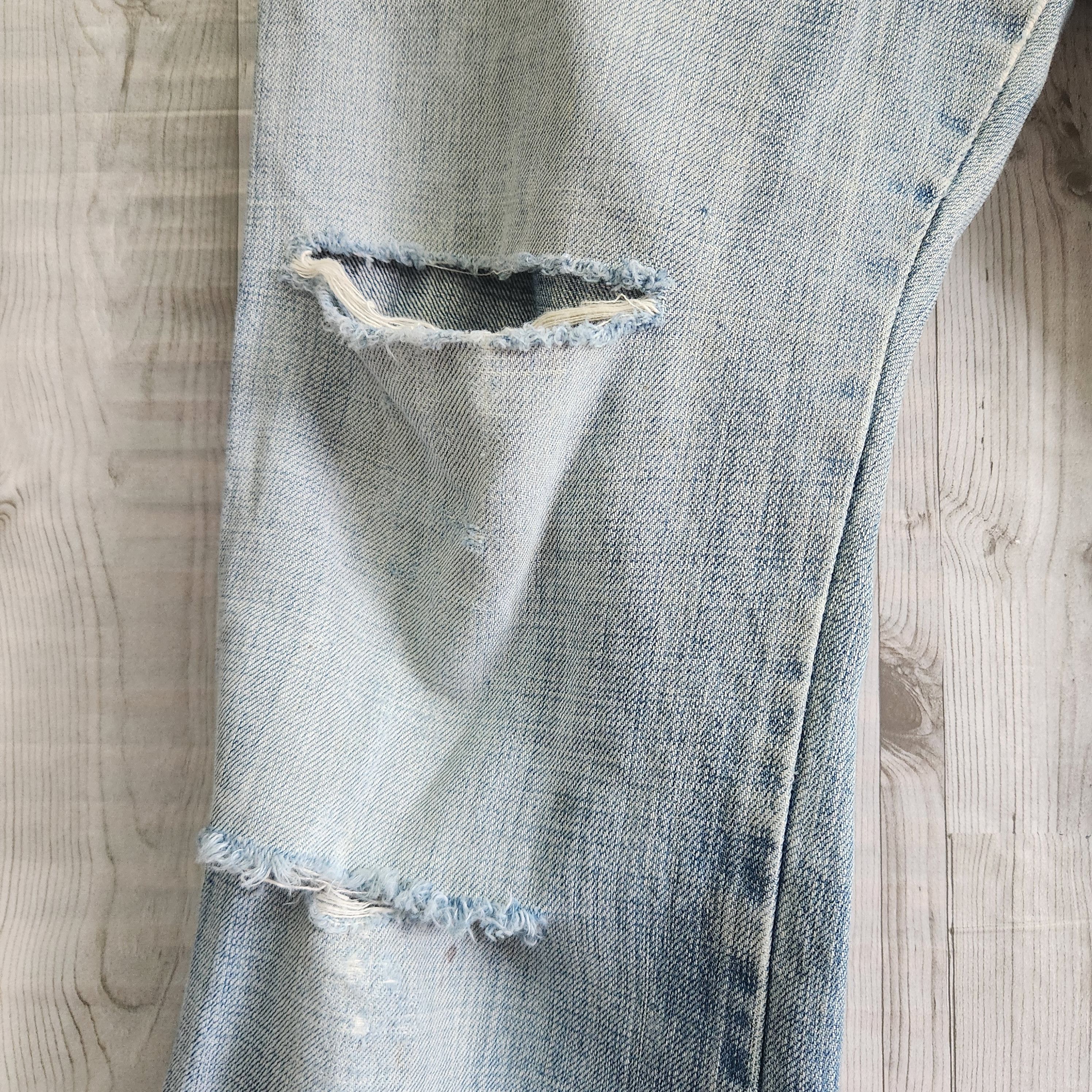 Distressed Denim - Vintage Back Number Distressed Bush Pants Denim Jeans - 14