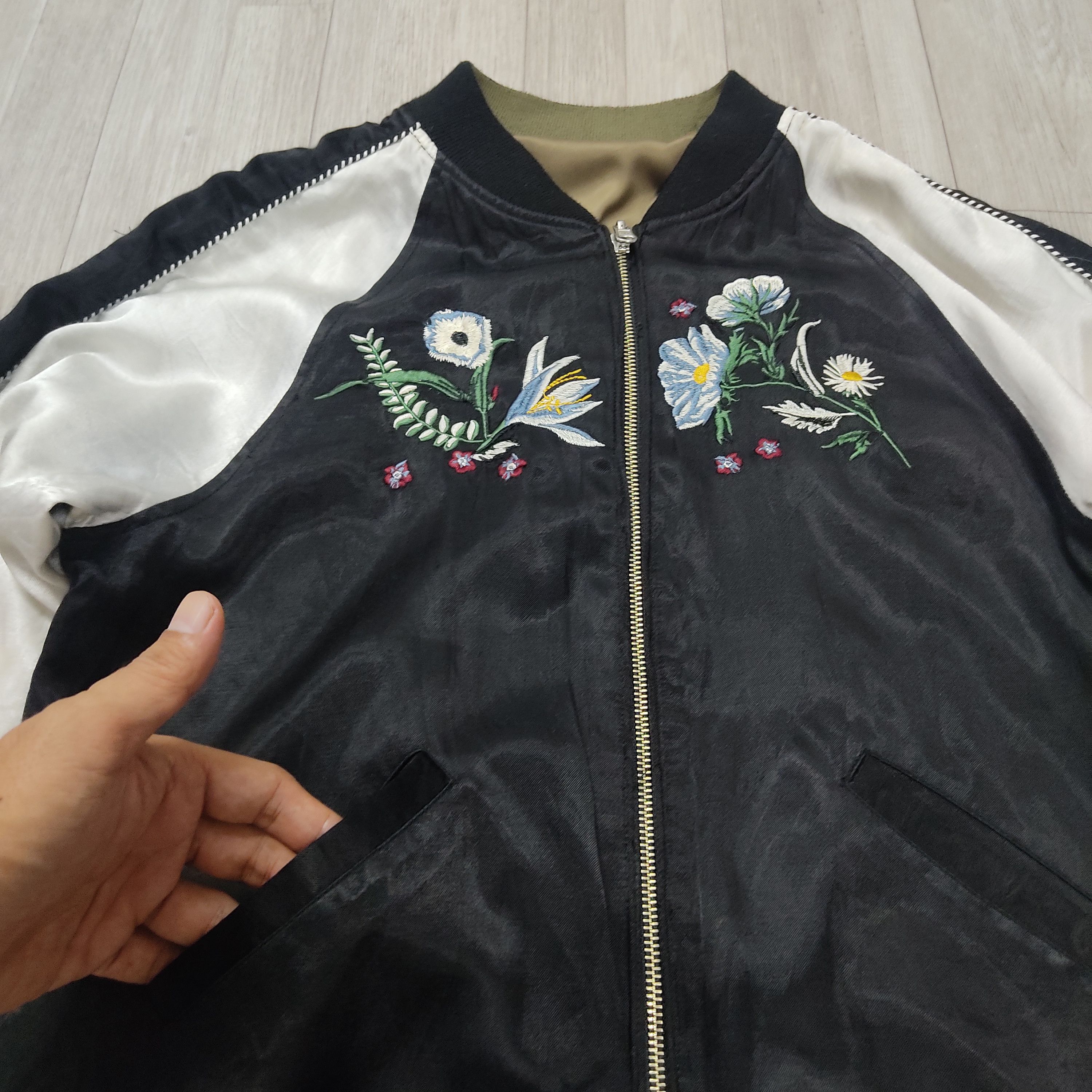 Japanese Brand - MOUSSY Embroidered Flowers Reversible Sukajan Jacket - 6