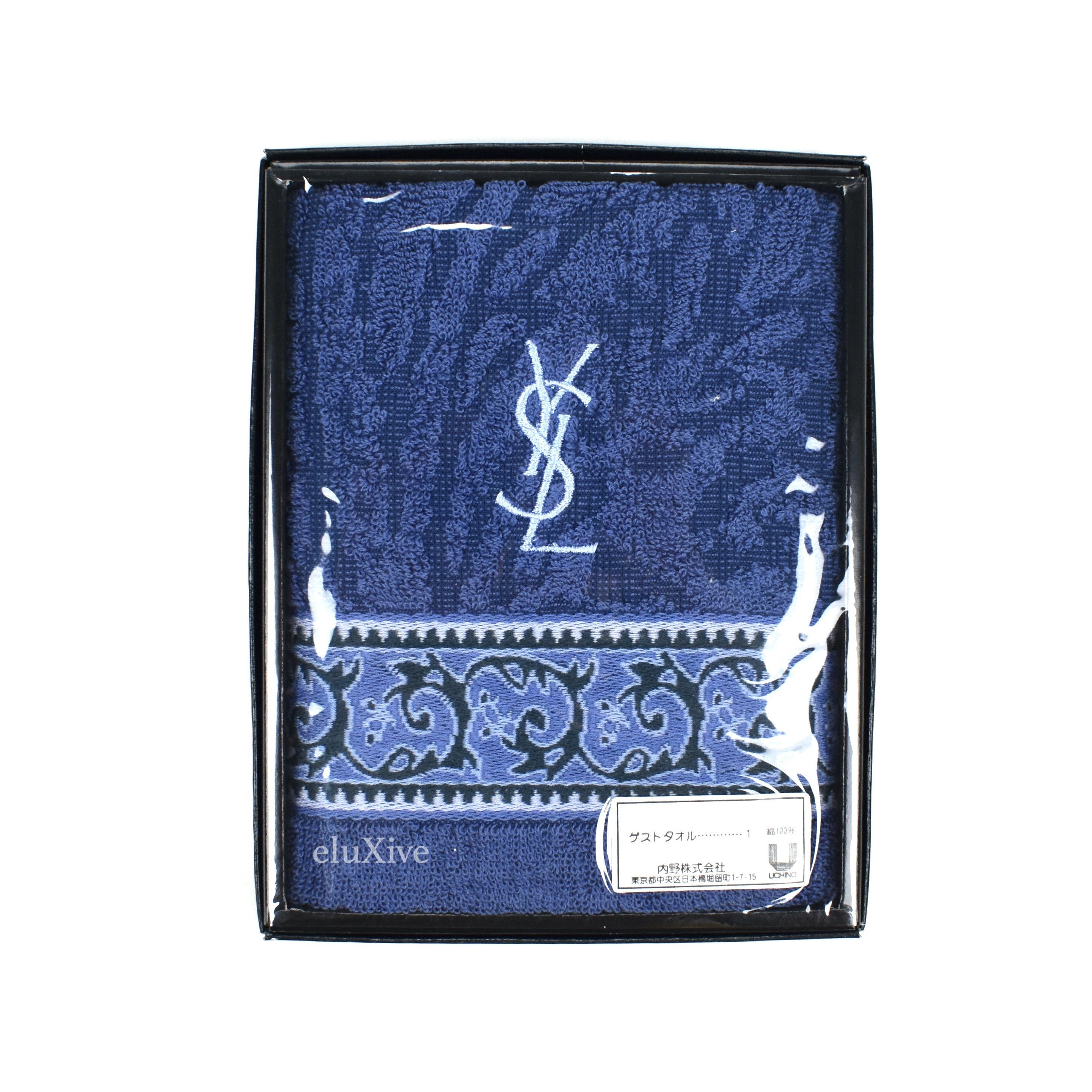 Blue Paisley YSL Logo Hand Towel (Medium) - 1