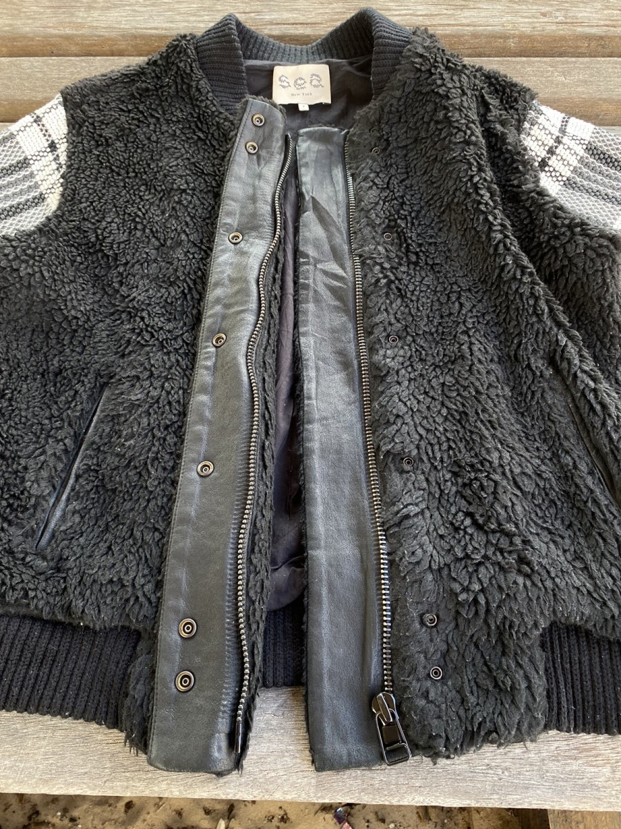 Made In Usa - ŠÊÄ Crochet Sleeves Sherpa Fleece Jacket Made in USA - 9