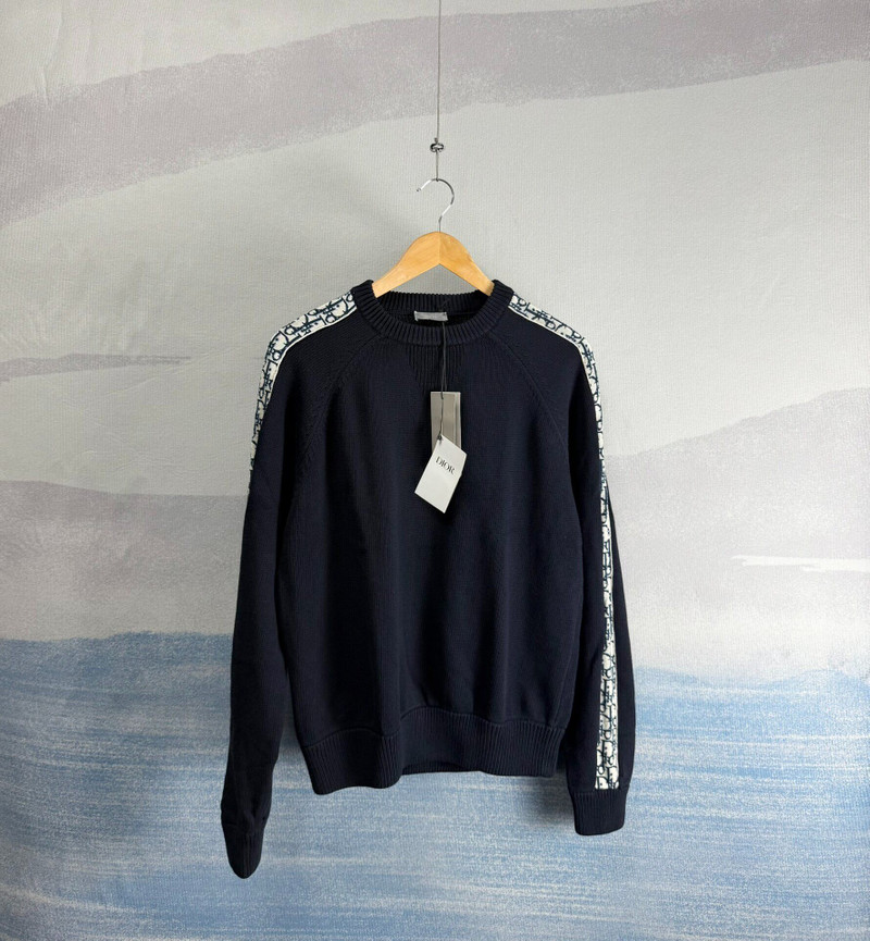 Dior Navy Blue Oblique Knit Top with Arm Band - 1