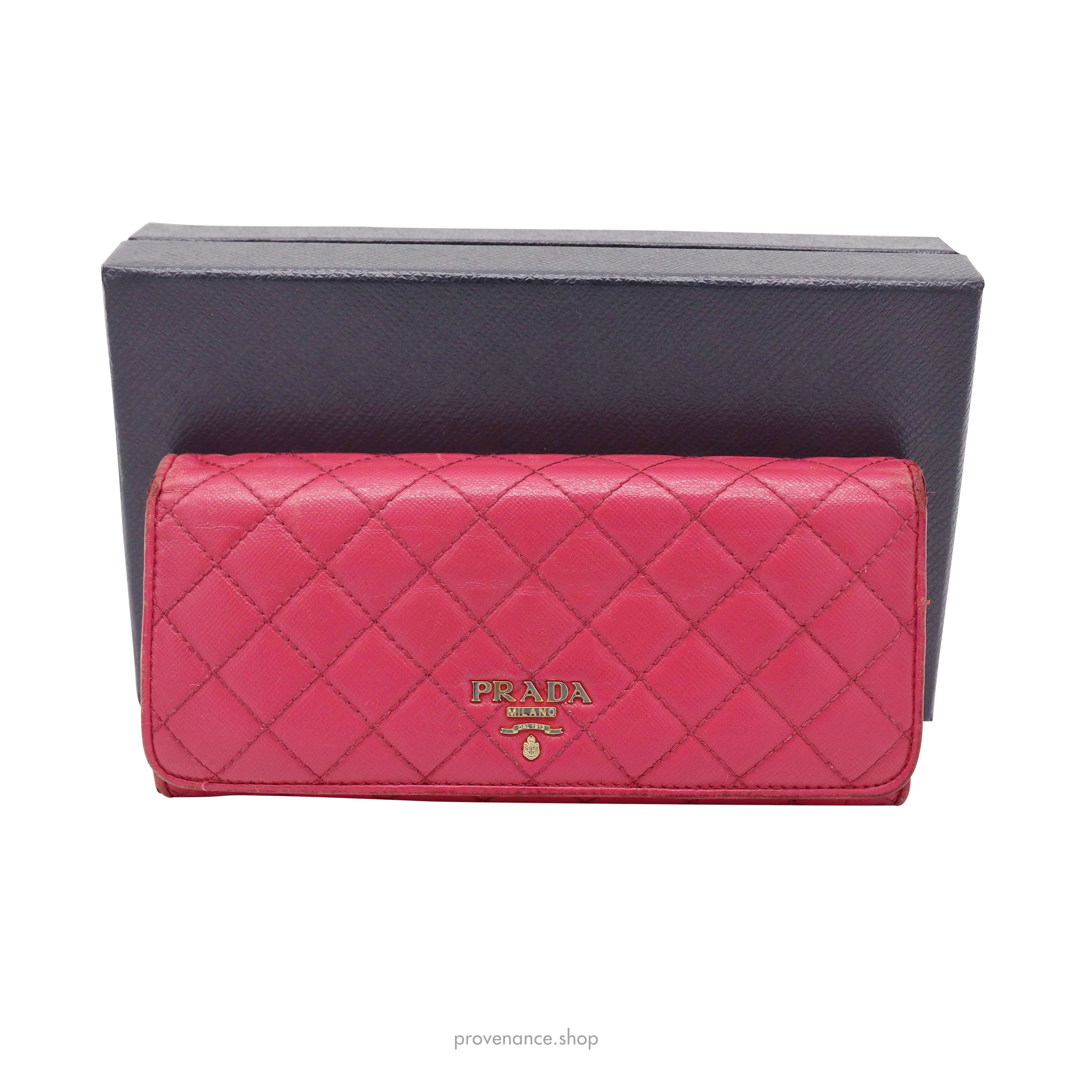 Prada Long Wallet - Pink Quilted Saffiano Leather - 1