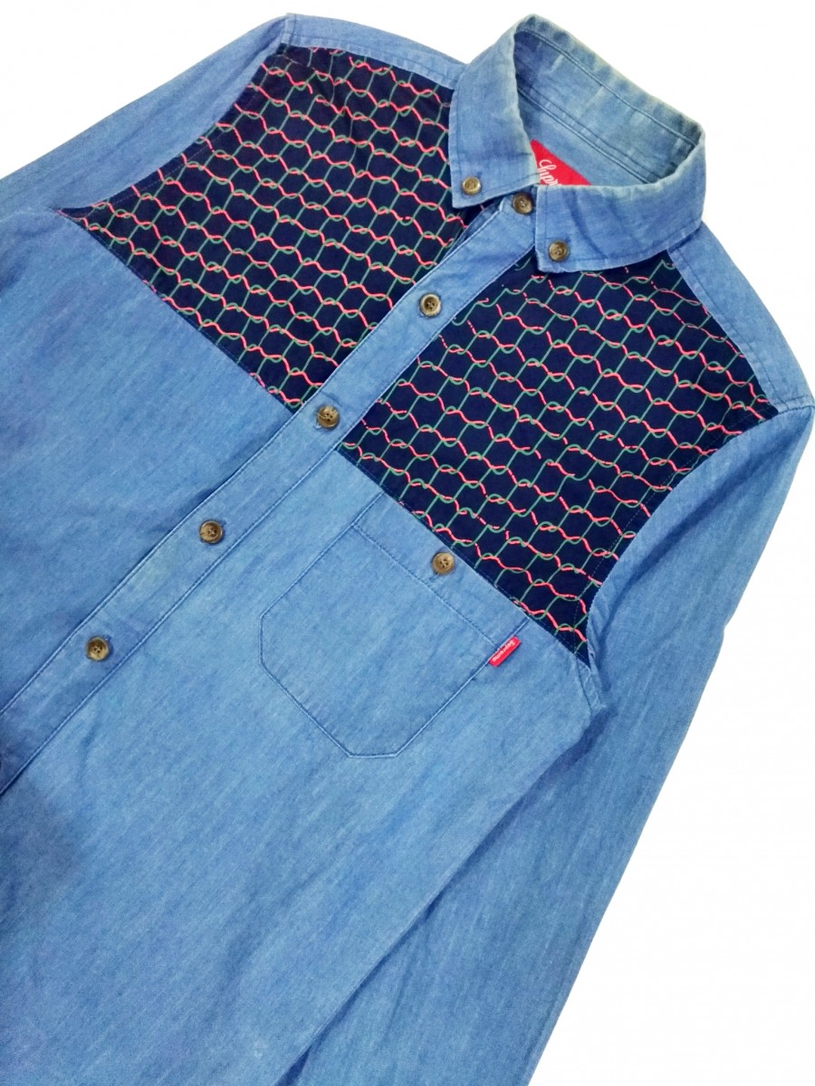 RARE! SUPREME "MESH WIRE" STYLE CHAMBRAY SHIRT - 5