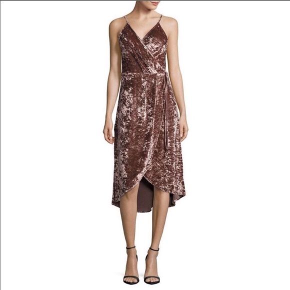 Design Lab Lord & Taylor - Design Lab Velvet Wrap Dress in Mocha - 3