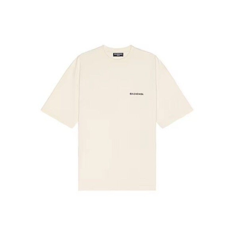 Balenciaga Khaki Short-Sleeve T-Shirt with Back Logo Print - 1