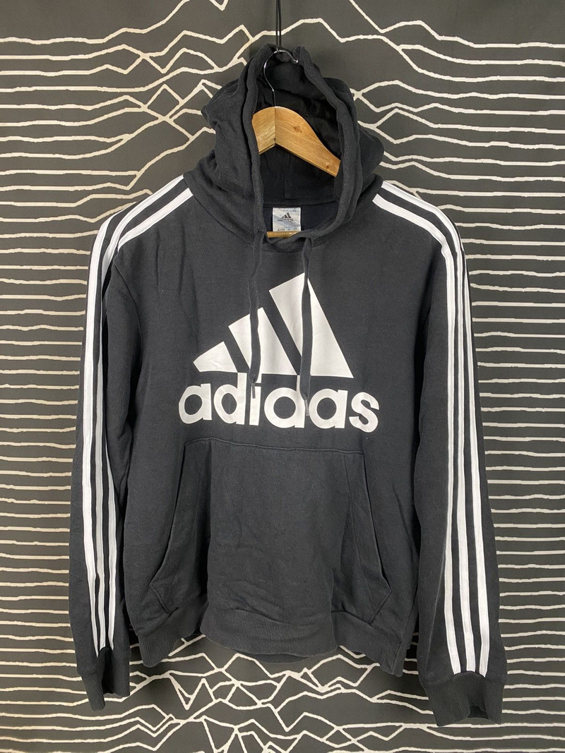 Adidas Big Logo 3-Stripes Pullover Hoodie Black - 1