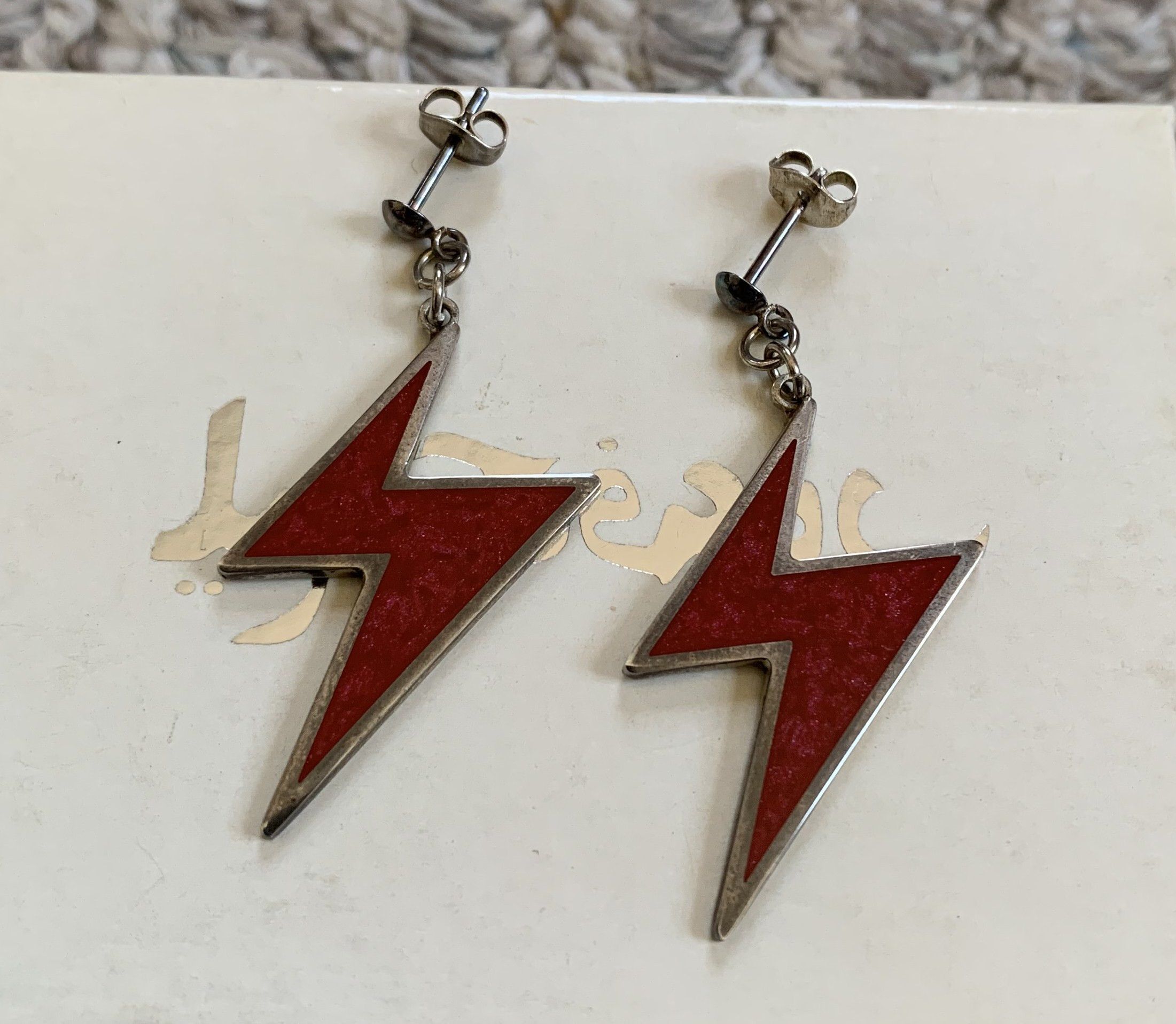 Hysteric Glamour Sterling Silver Thunder Bolt Earrings + Box - 2