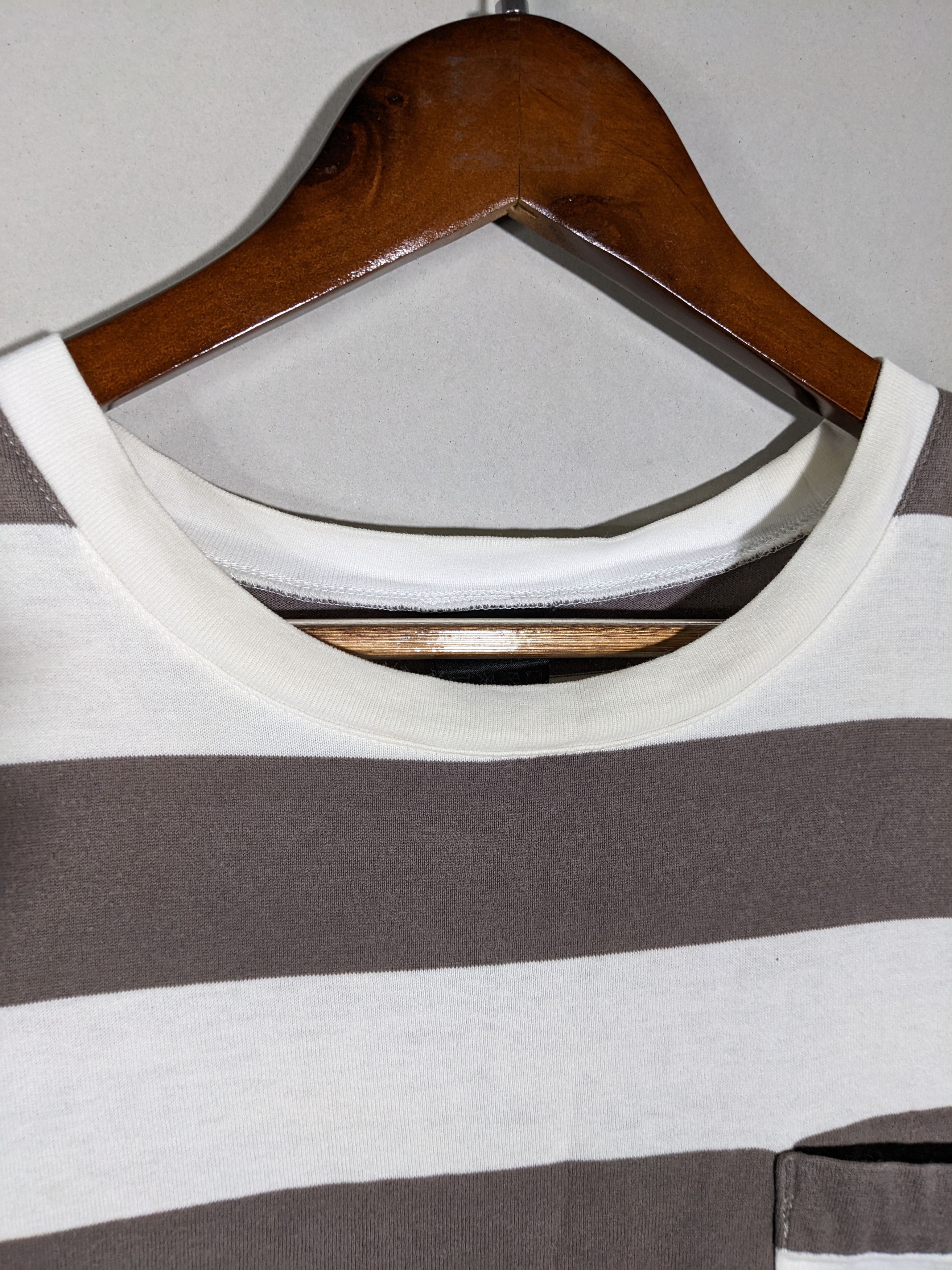 Number Nine Striped Gray White Pocket T-Shirt - 8