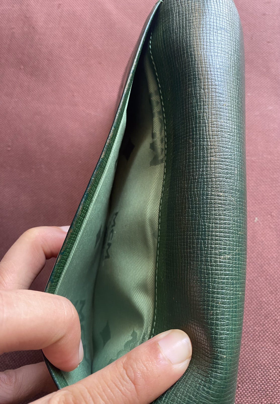 Authentic MCM Green Leather Long Wallet - 8