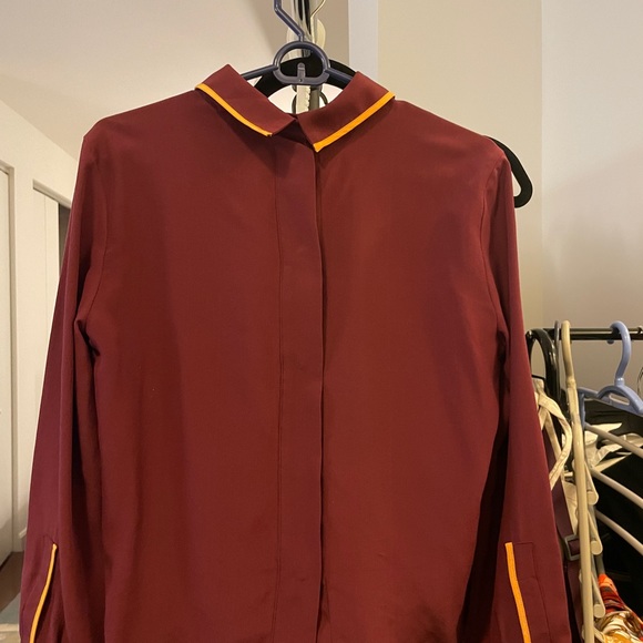 MARNI Two-Way 100% Silk Shirt in Burgundy - 3
