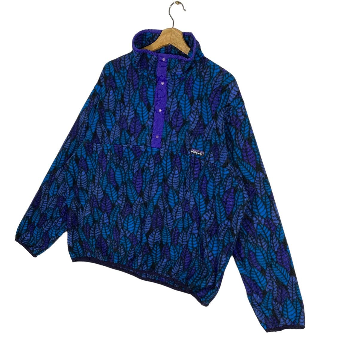 Vintage 90s Patagonia Leaf Fleece Half Button XL Size - 3