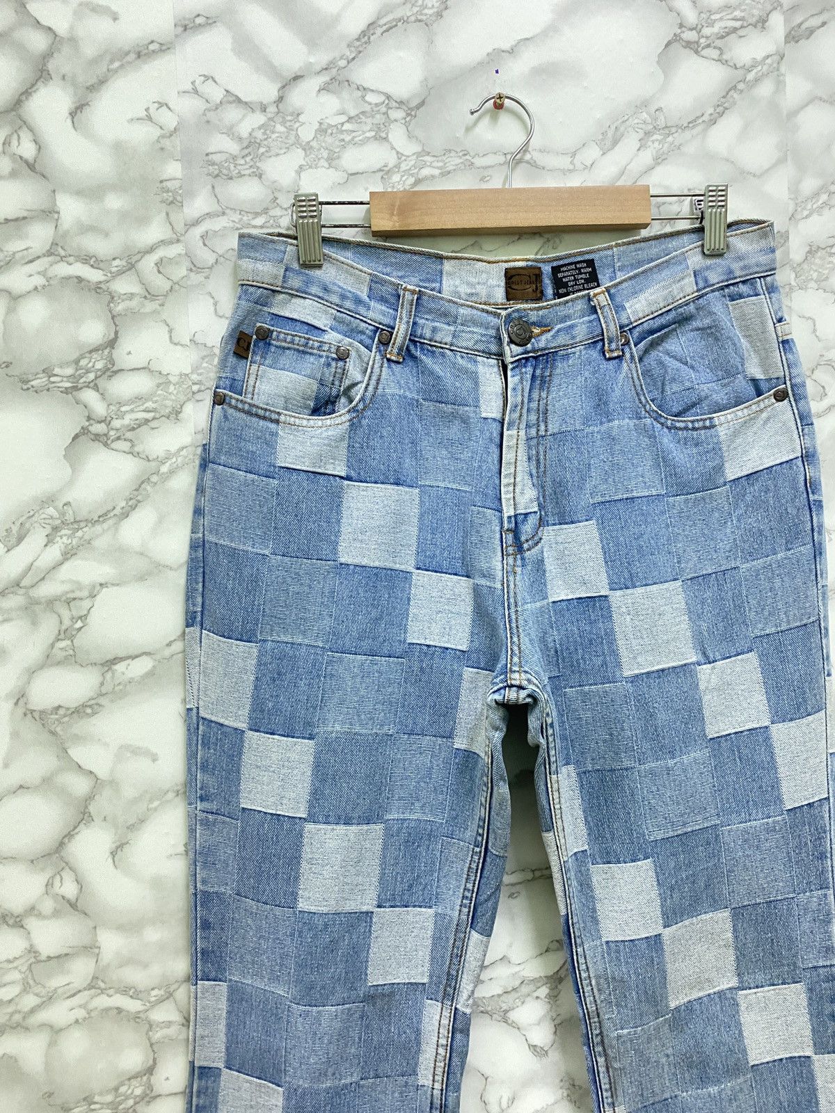 Designer - FAMOUS CREST JEANS CHECKED DENIM PANTS - 4