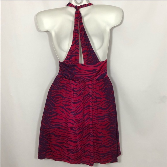 Marciano Pink Animal Print Belted Halter Dress - 5