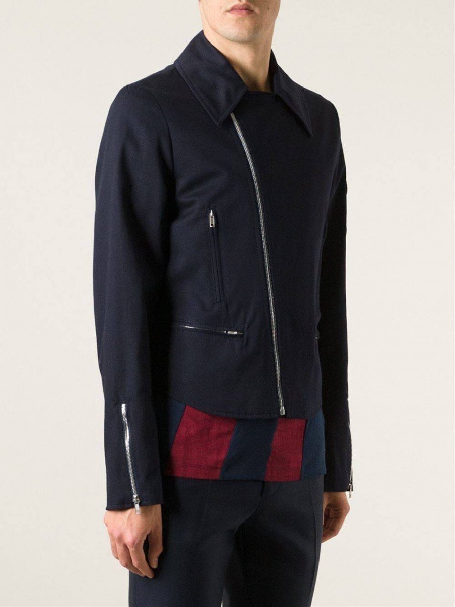 SS15 RAF SIMONS PERFECTO DARK NAVY BIKER JACKET 50 - 1