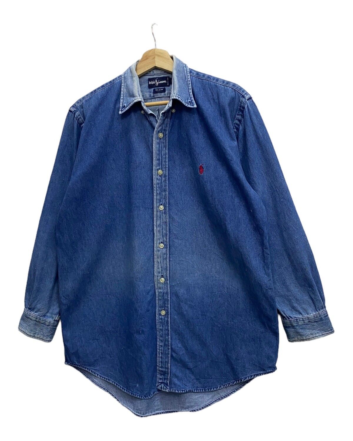 🔥VINTAGE RALPH LAUREN BLUE DENIM BUTTON UP SHIRT - 5