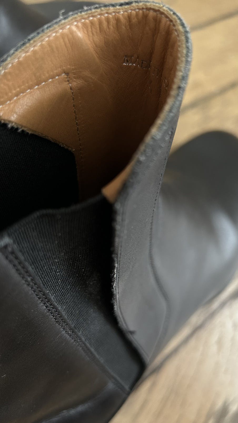 matte black leather chelsea boots . maison margiela . - 5
