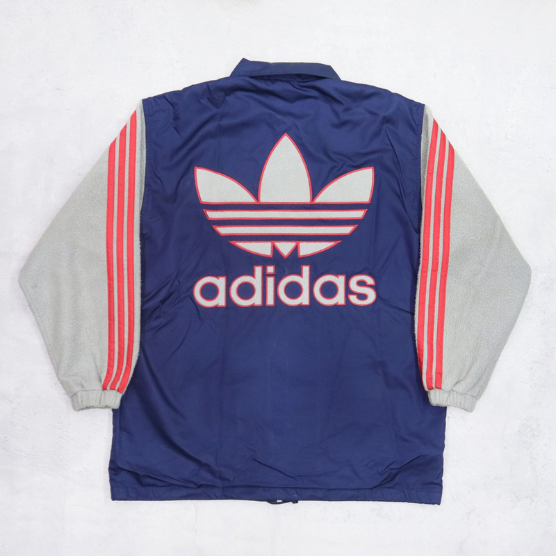 Vintage 90s ADIDAS Japan Descente Big Logo Embroidered Bomber Windbreaker Sherpa Sleeve Jacket - 1