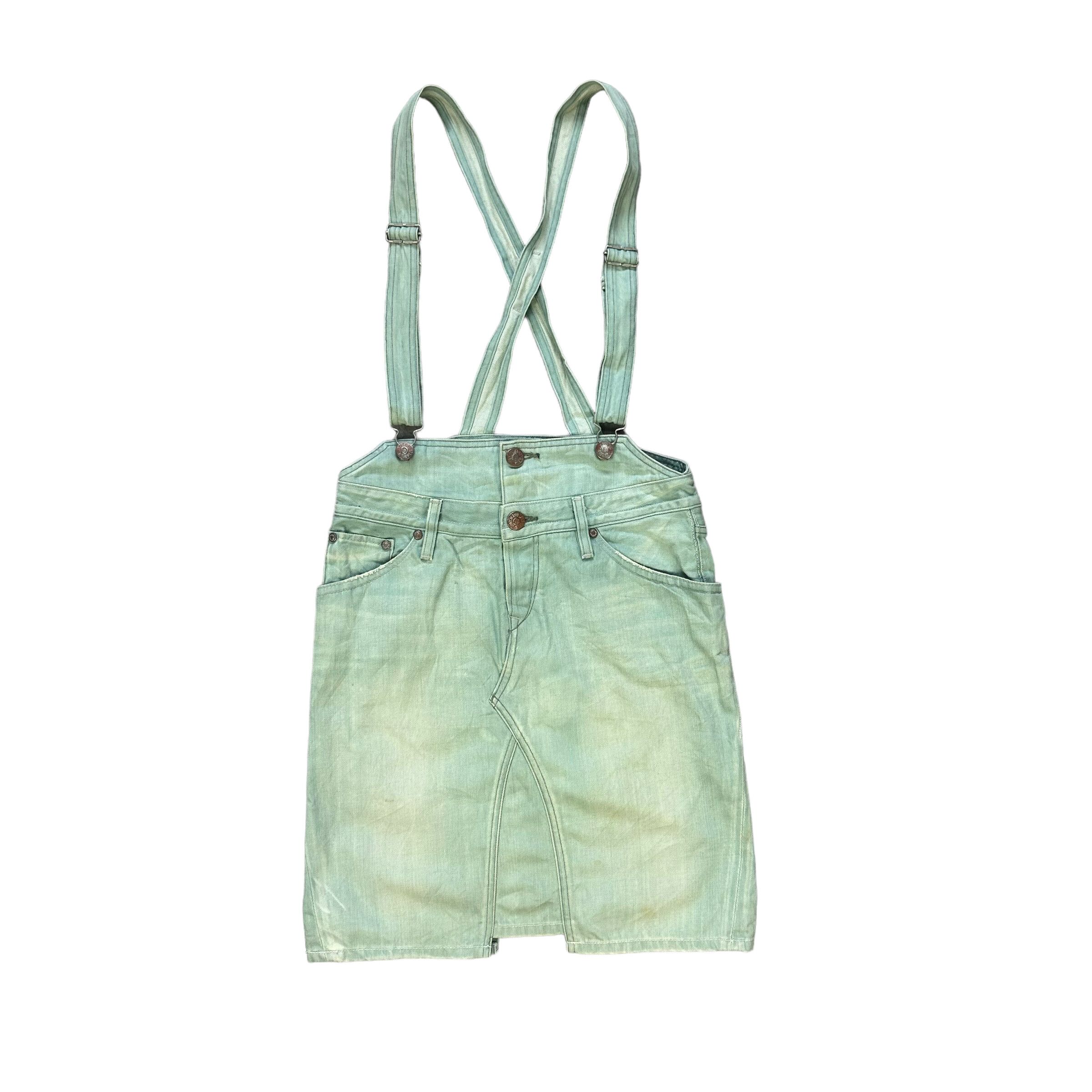 LEVIS LADY STYLE OVERALL MINI SKIRT IN GREEN DENIM #8659-019 - 1