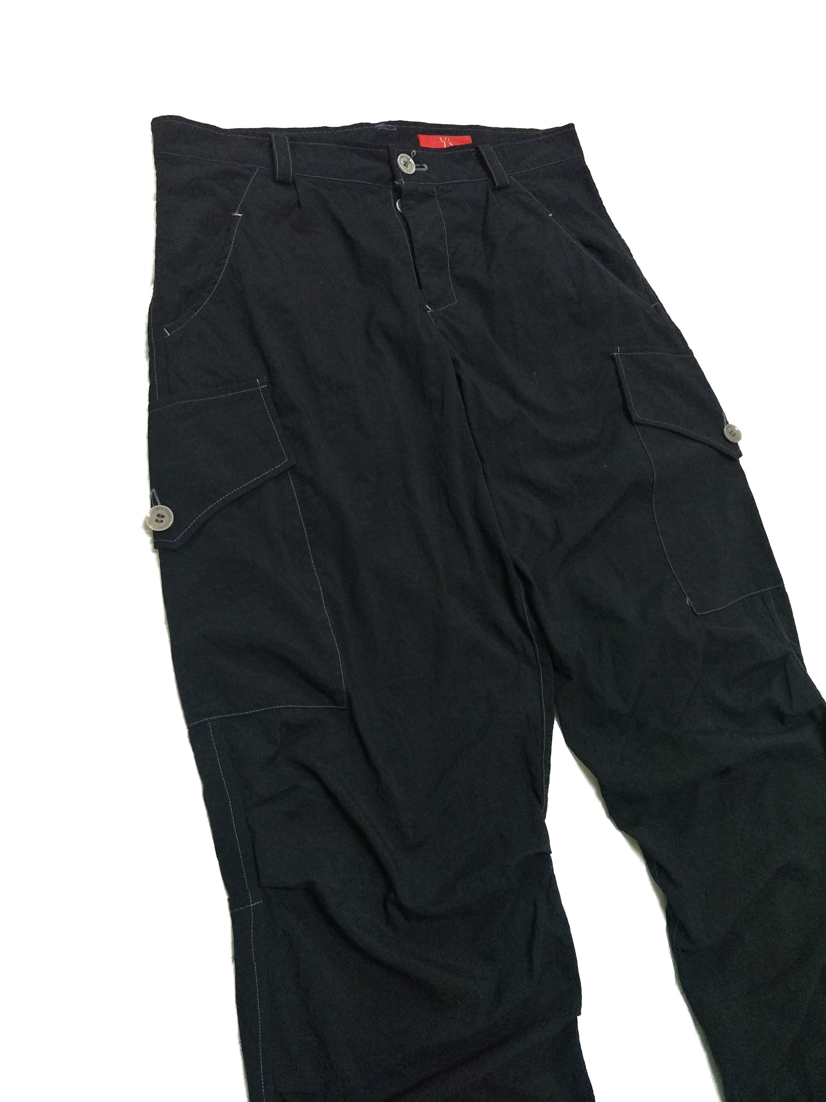 Nylon Wide Thigh Cargo Pants Button Fly - 1