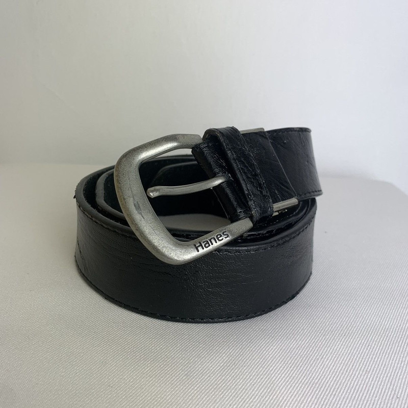 Hanes black casual pvc like leather belt - 1