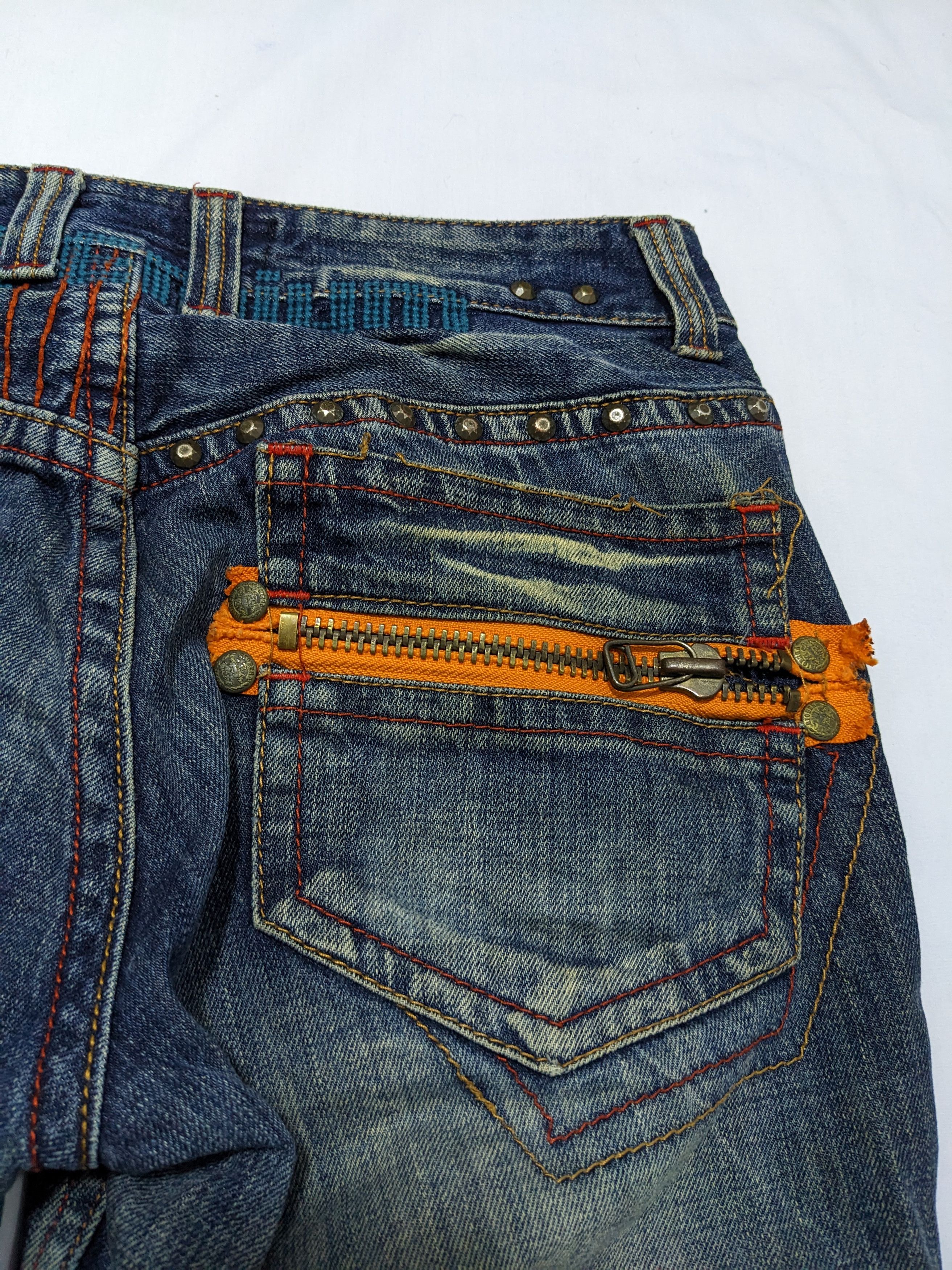 If Six Was Nine - Riobera Studded Zipper Flare Denim Wash Low Rise Jeans - 9