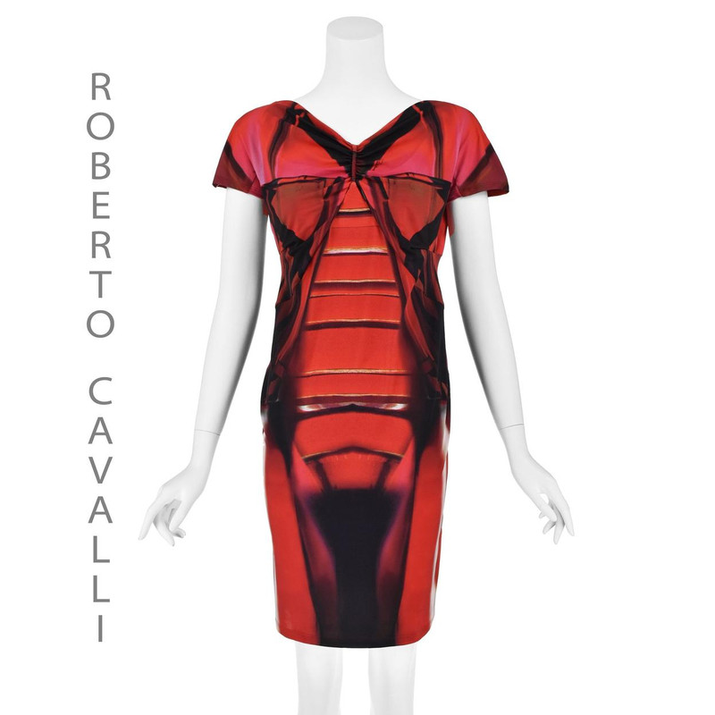 Red and Black Knit Cap Sleeve Mini Dress - 1