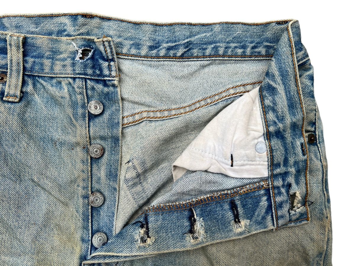 Vintage 70s Levi’s 501 Selvedge Distressed Denim Jeans 32x31 - 10