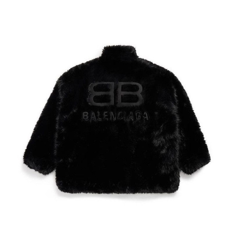 Balenciaga Logo Fur Jacket - 1