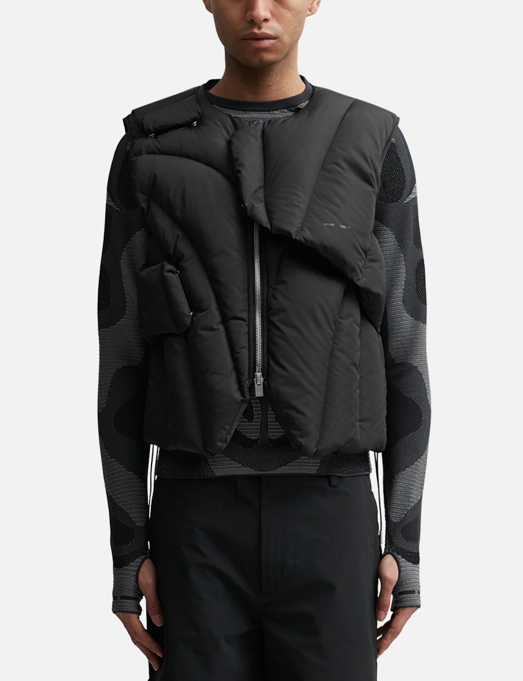 AW21 BLACK QUILTED LAYERED DOWN VEST - 4