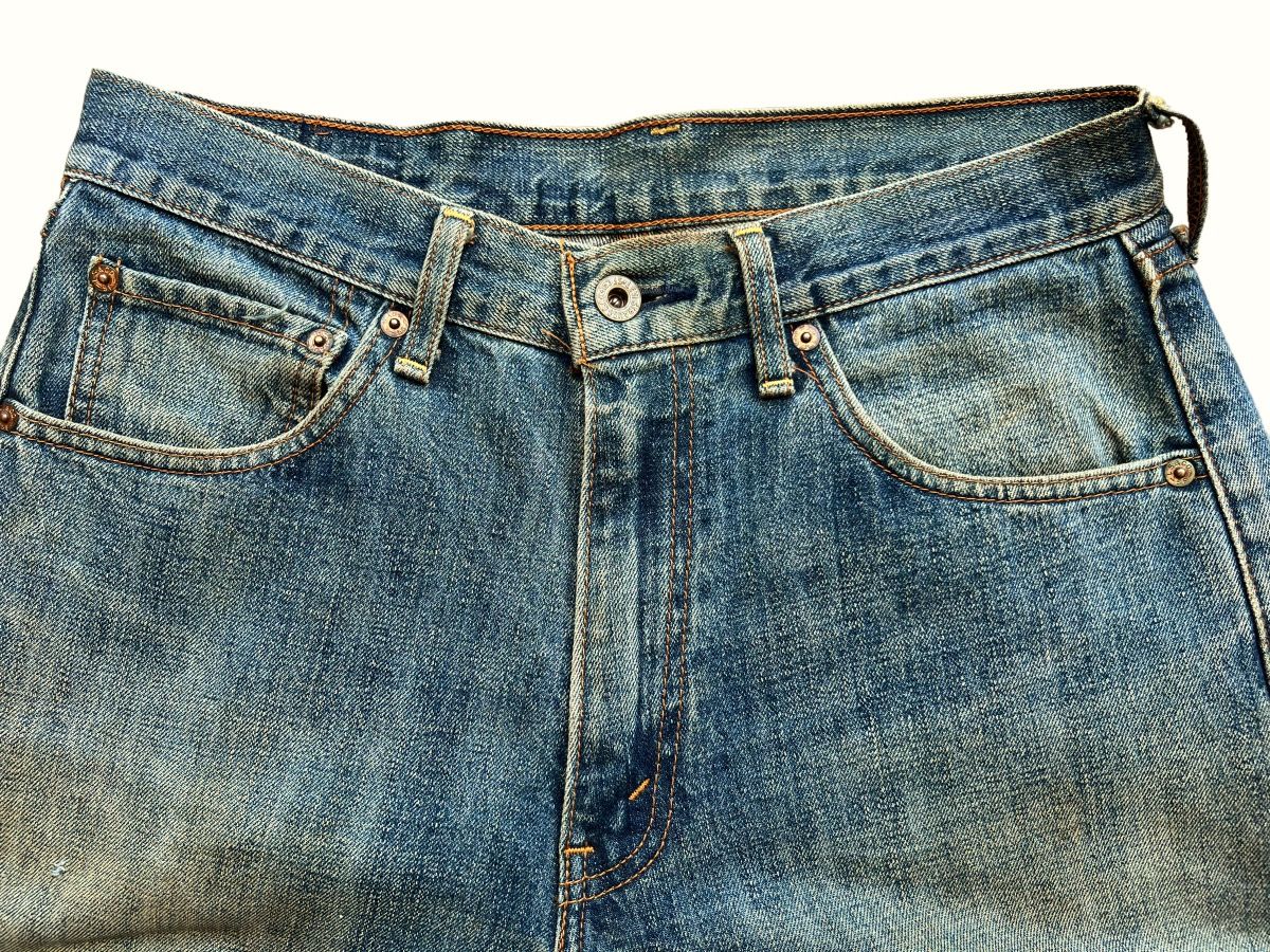 Vintage 90s Levis Distressed Mudwash Patch Denim Jeans 30x35 - 7