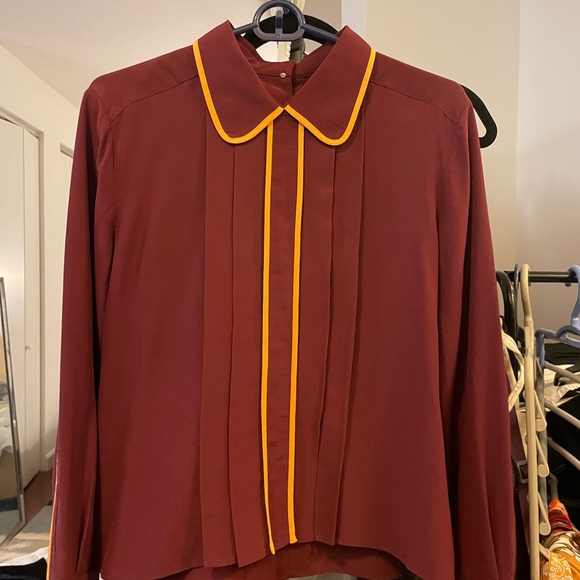 MARNI Two-Way 100% Silk Shirt in Burgundy - 1