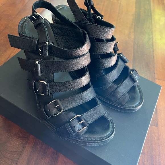 ANN DEMEULEMEESTER Blanche buckle wedge sandals - 2