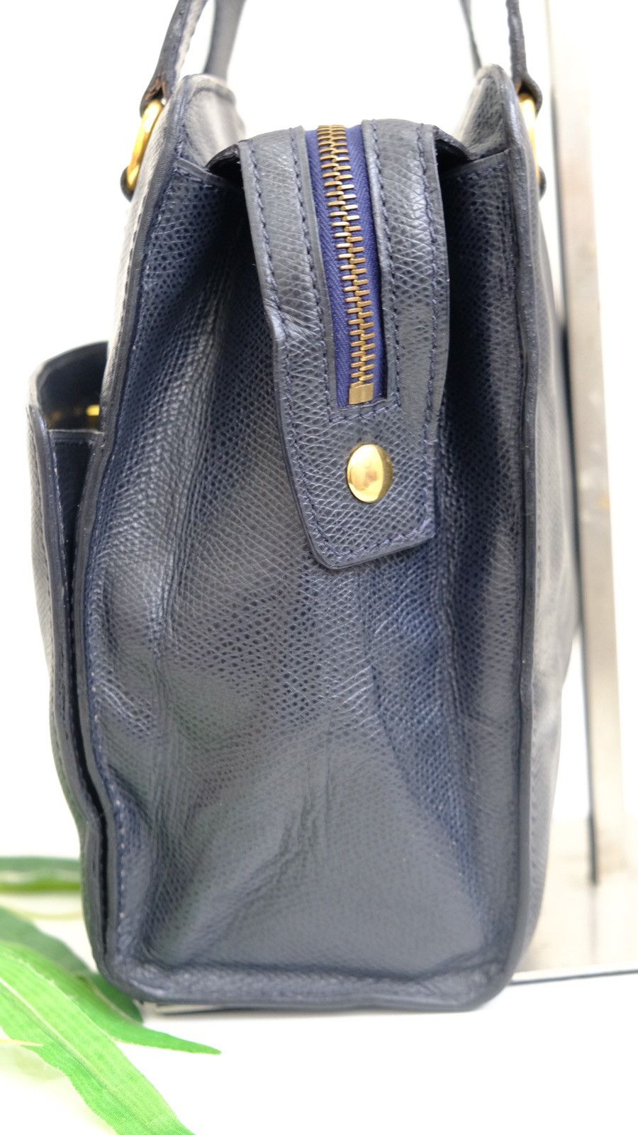Vintage Celine Paris turnlock handbag blue leather - 4