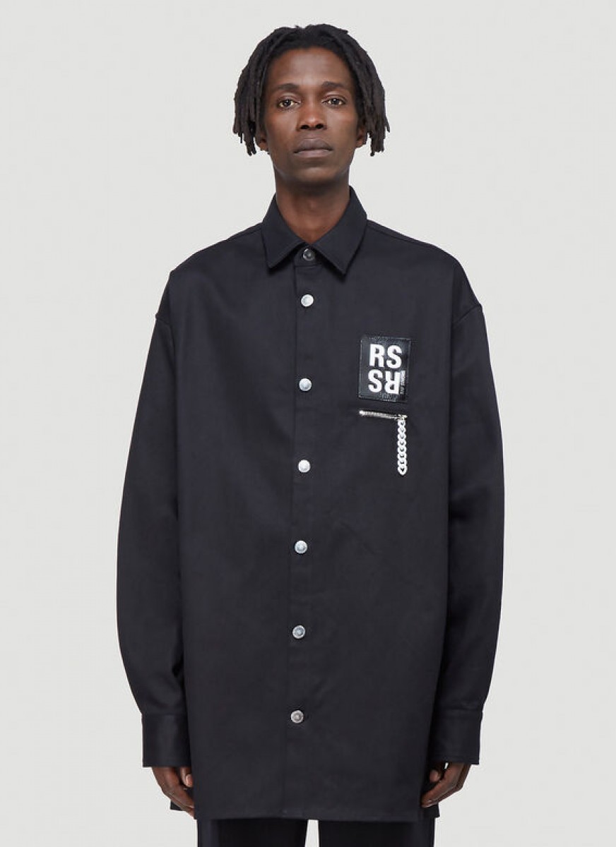 Oversized Denim Shirt in Black - 1