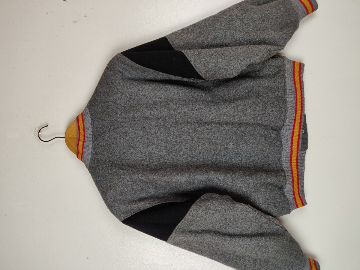 Varsity - Eljohn Classic Grey Wool Jacket Bomber Streetwear - 9