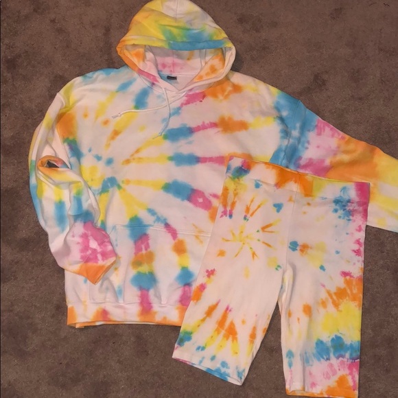 Sorbet Tie Dye Hoodie + Bike Short Matching Set - 1