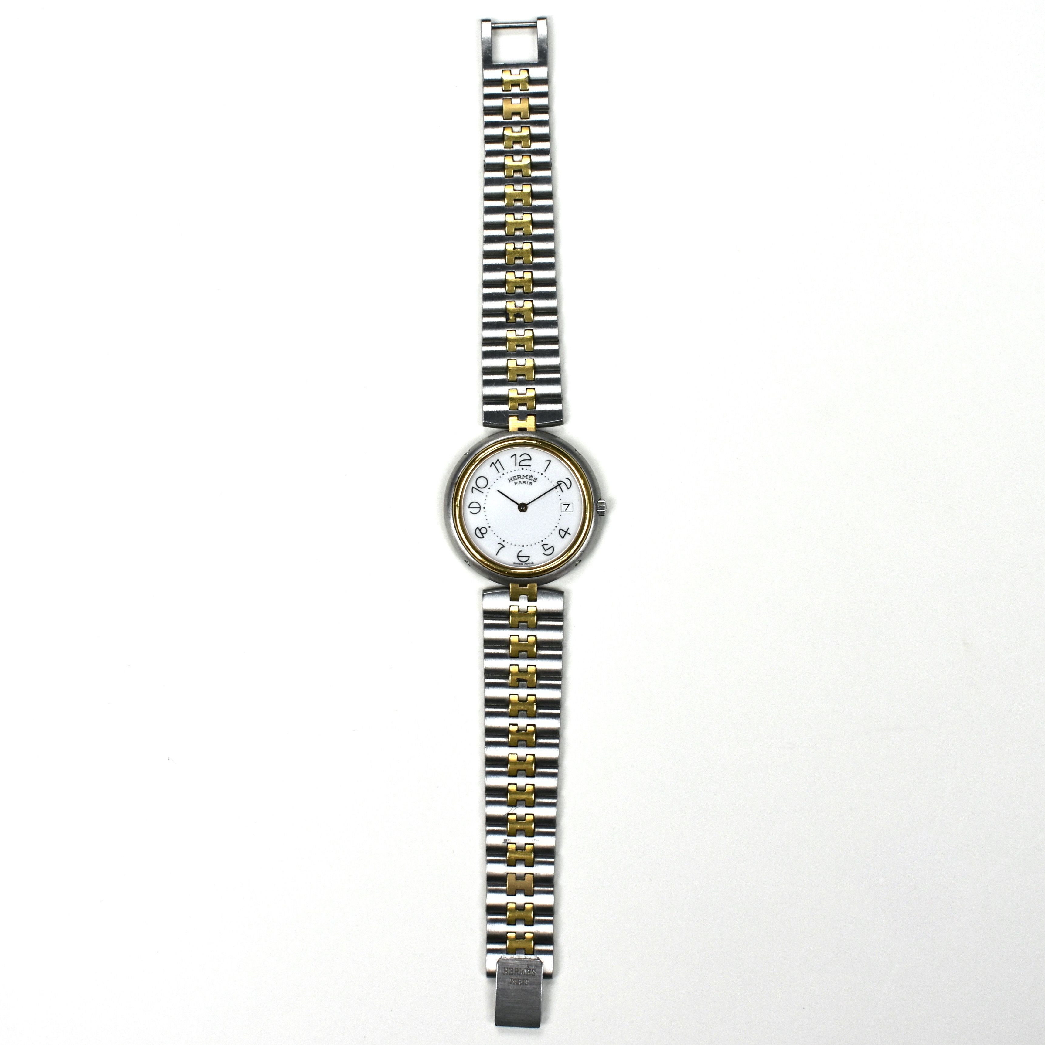 Hermes Gold/Steel White Dial Profile Watch 33mm - 12