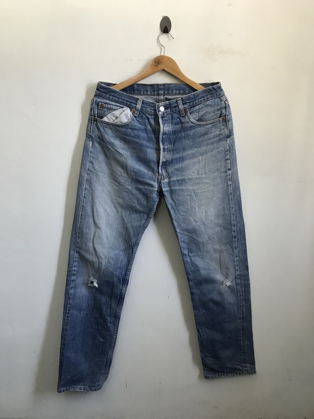 Vintage Levis 501 Made in USA Distressed Denim Jeans - 1