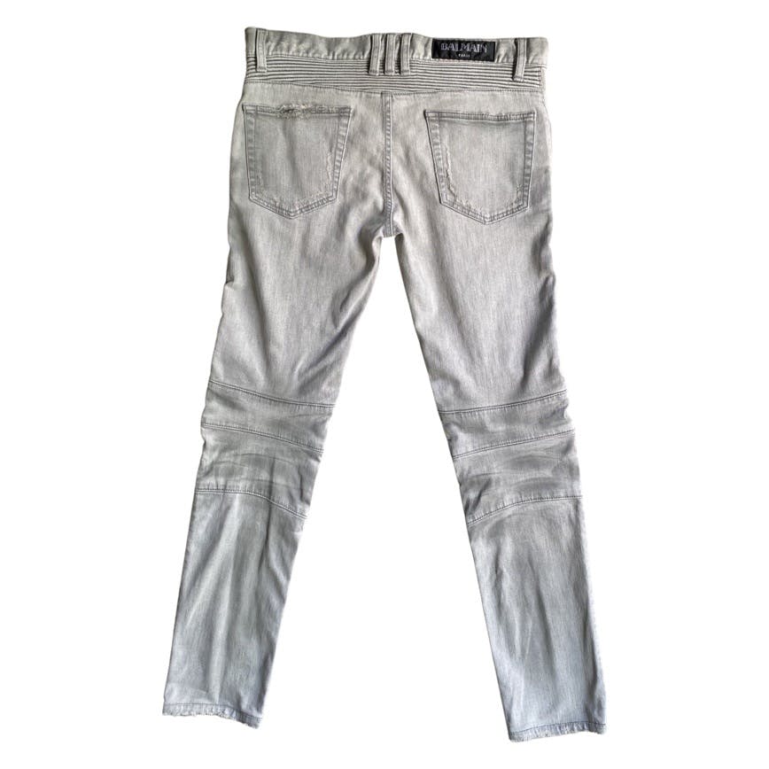 SS14 Grey Distressed Biker Jeans - 6