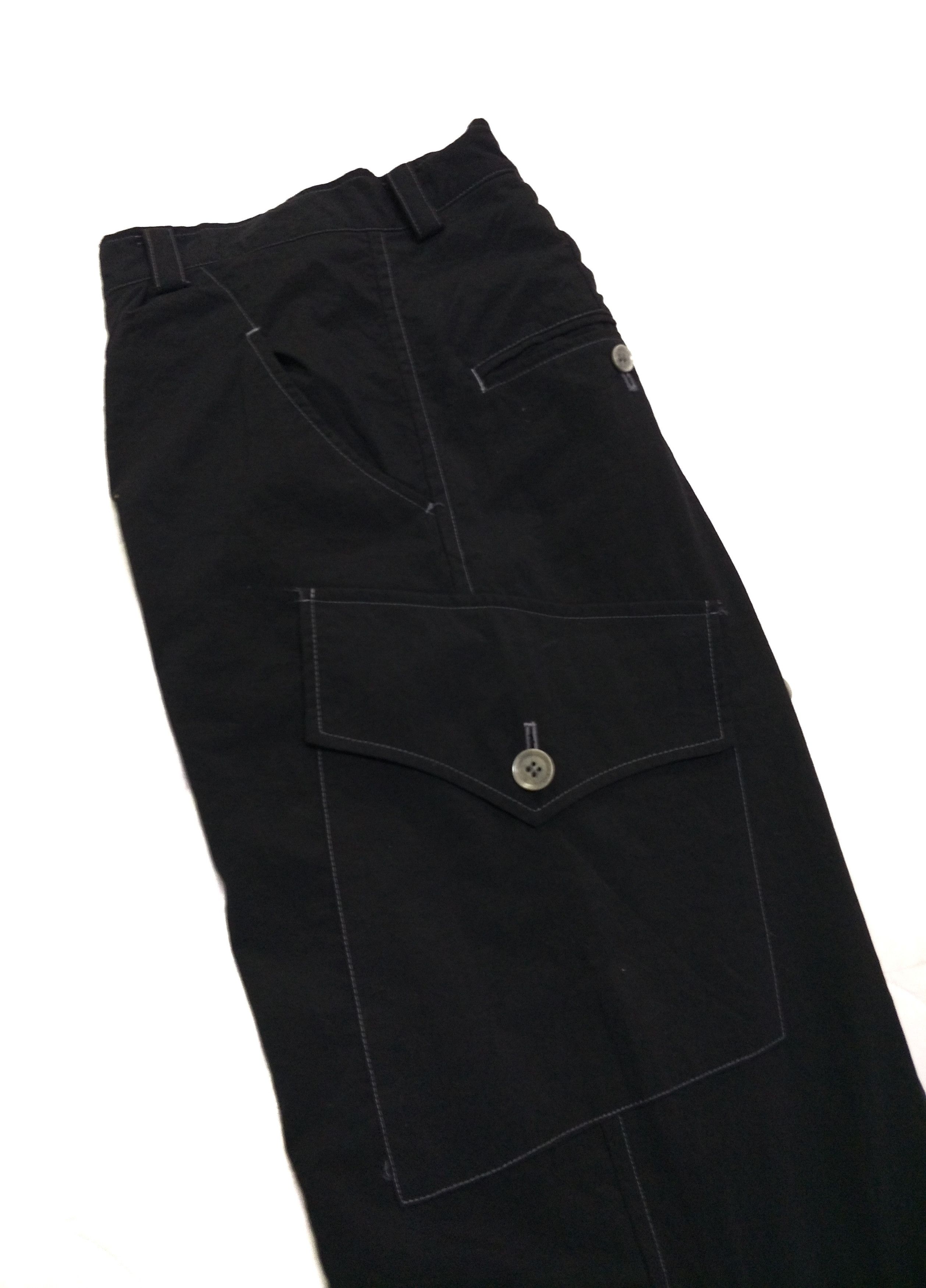 Nylon Wide Thigh Cargo Pants Button Fly - 6