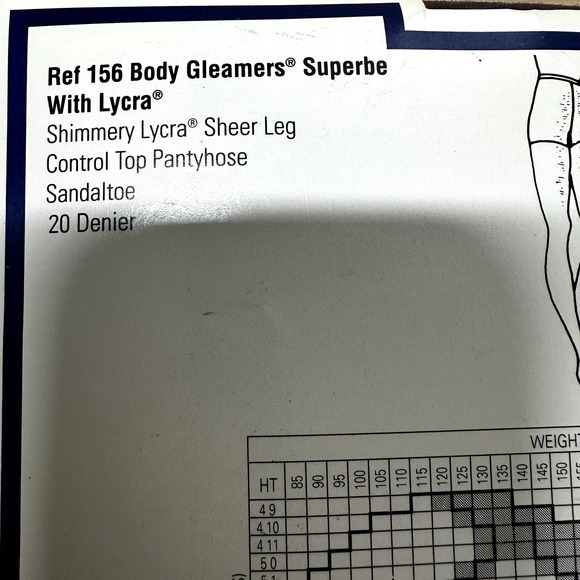 VTG Givenchy Body Gleamers Control Top Panty Hose Sheer Leg Sandal Toe - 3