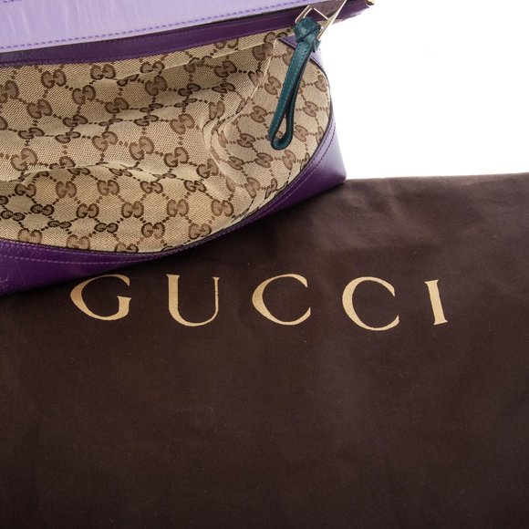 Authentic Gucci Pom Pom Purple Zip Hobo Bag - 5