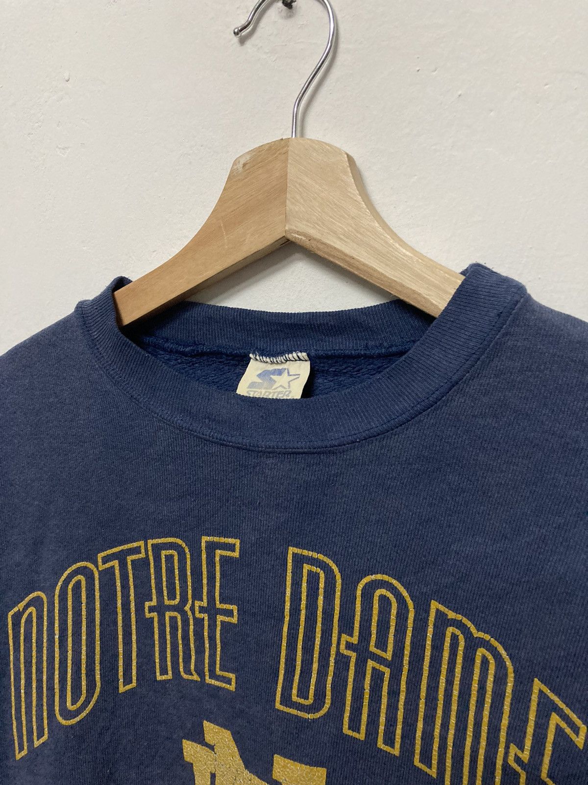 Vintage - Vtg 80s Starter Notre Dame Distressed Crewneck Sweatshirt - 4