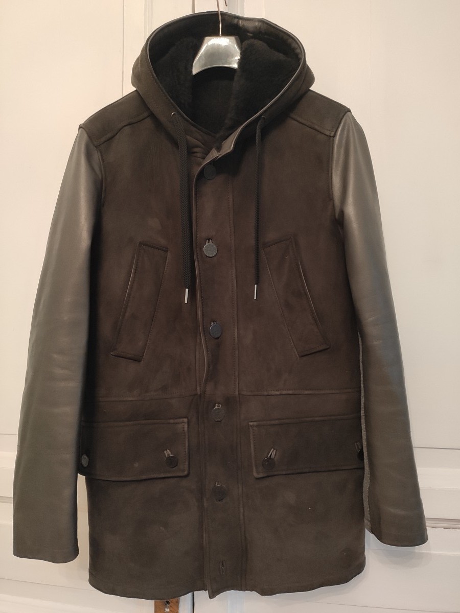 Paolo Pecora - Shearling parka in khaki.Like Saint Laurent or Gucci - 2