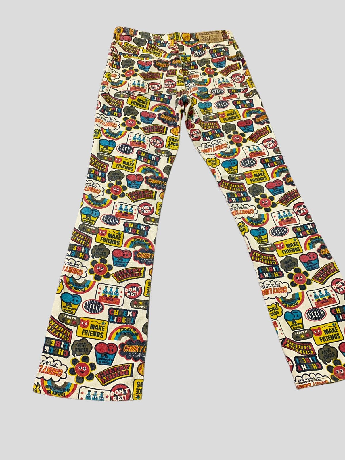 Vintage - Flared CHEEKYLIBERI Over Print Hysteric Style Design Pant - 1