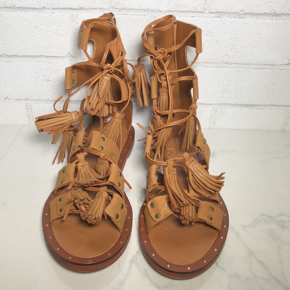 Rare ZARA Tassel Leather Roman Gladiator Sandals - 7