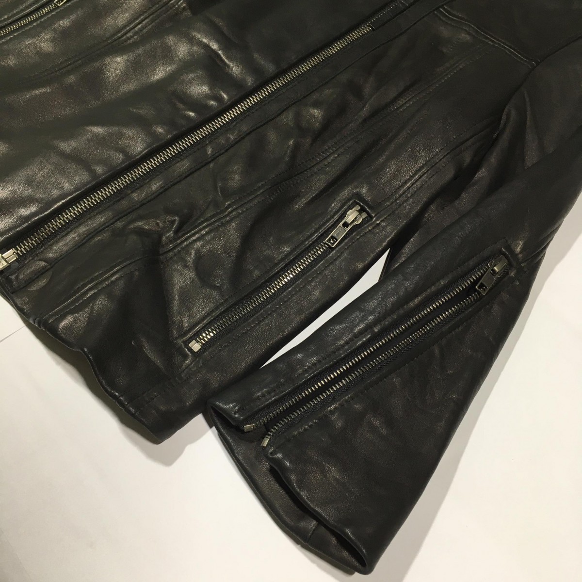 Zip Detail Genuine Lamb Leather Jacket - 8