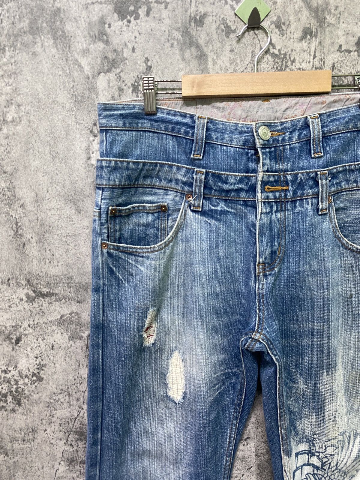 Vintage KARAKURI TAMASHI Double Waist Denim - 5