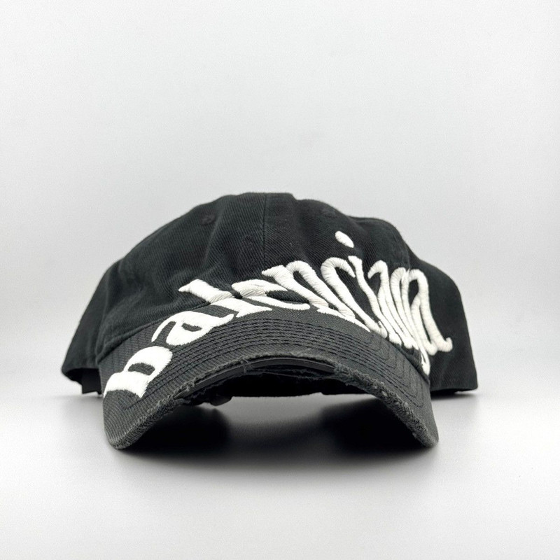 SS23 Balenciaga Diagonal Logo Embroidered Distressed Hat - 1