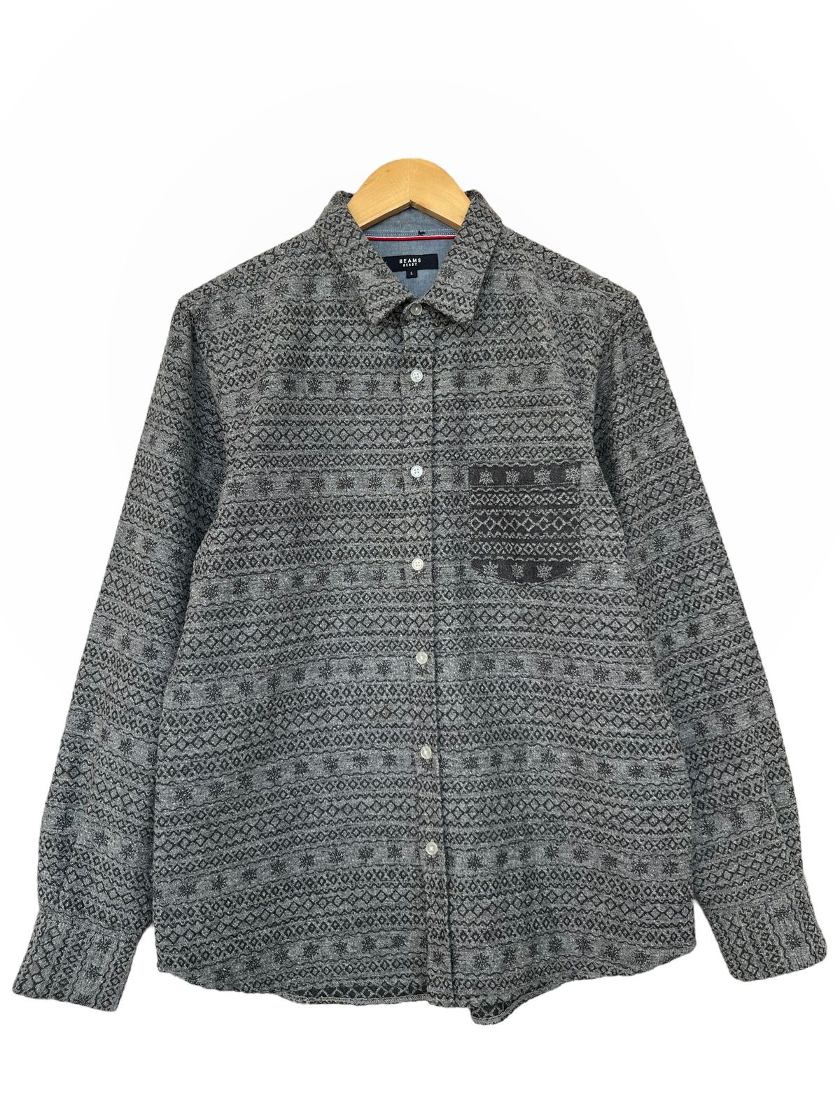 Beams Japan Checkered Long Sleeve Button Up Flanner Shirt M - 1
